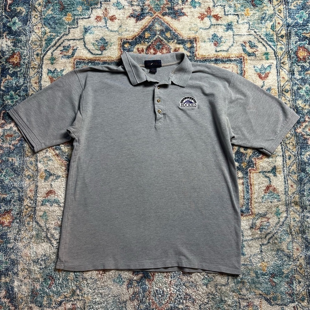 Vintage MLB Colorado Rockies Logo Polo Shirt Size XL